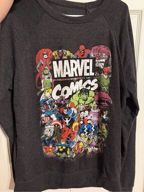 Marvel Black Crewneck with Colorful Character Collage